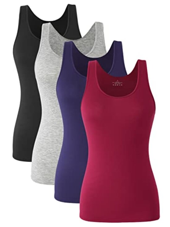 Tops - Women's Basic Tank Tops Modal Spandex Scoop Neck Layering Yoga Cami